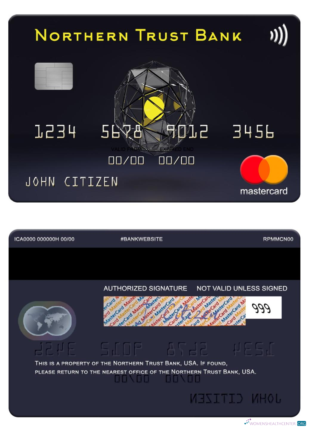 Download USA Northern Trust Bank mastercard Photoshop template